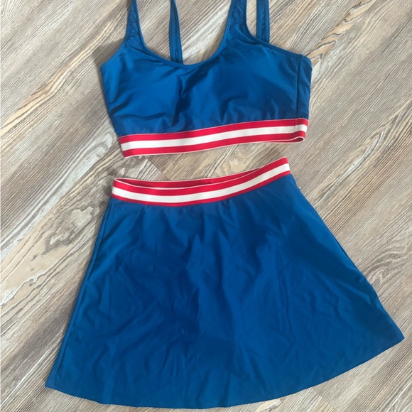 NWT Pink Lily Red White & Blue Two Piece Swim - L STILL HAS LINER NEVER WORN - Picture 2 of 2